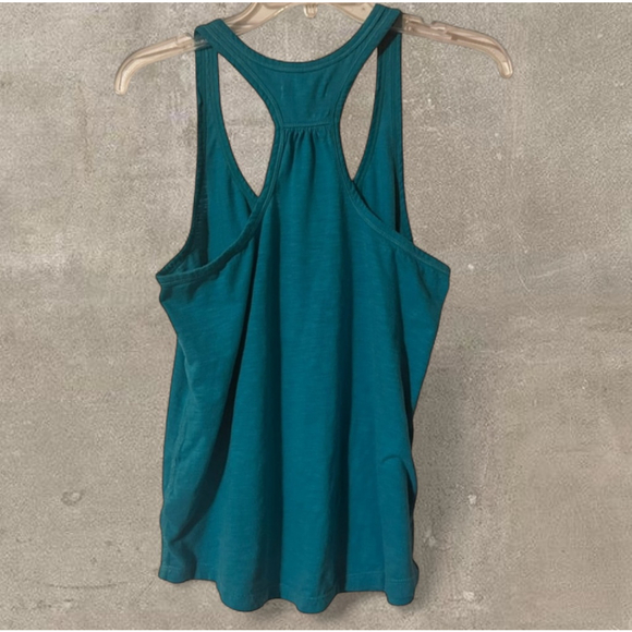 Teal Y2K Racerback Henley Tank Top Large - Picture 2 of 8